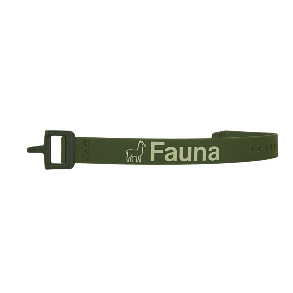 Green belt with 'Fauna' branding on a white background