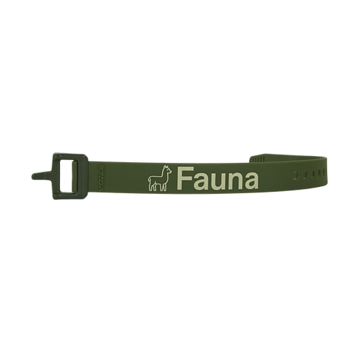 Green belt with 'Fauna' branding on a white background
