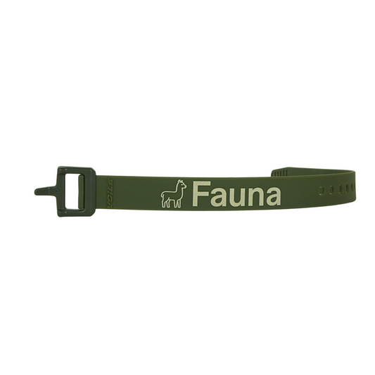 Green belt with 'Fauna' branding on a white background